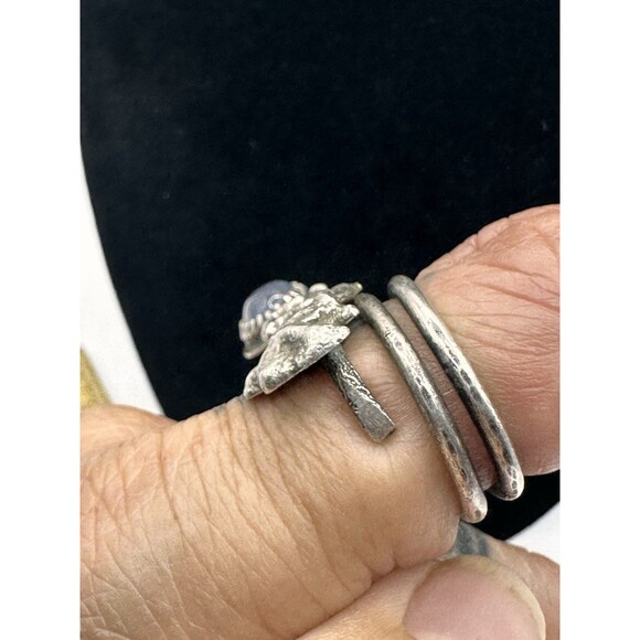 Artisan Handcrafted Tanzanite Ring Size 6.25 Adjustable Sterling Silver Unique - Picture 11 of 15